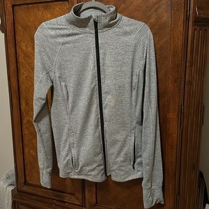 Old navy active grey and white stripe jacket with thumb holes size large